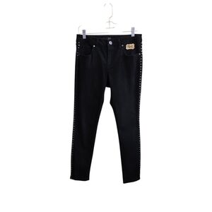 1822 Denim Women's Jeans Size 8 Black Mid Rise Skinny Stud Detail Stretch